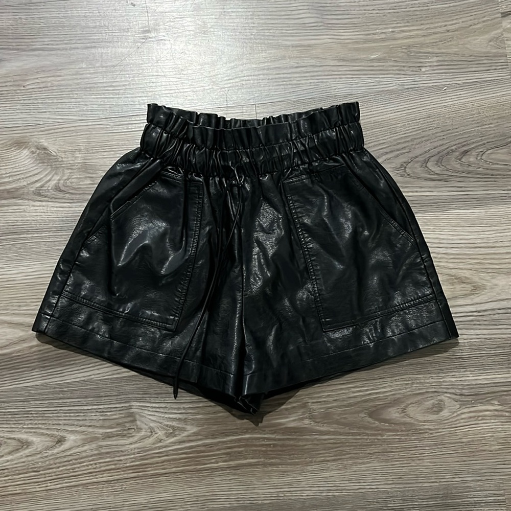 Faux leather shorts